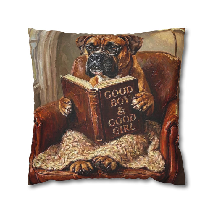 "Evening Read" - Boxer Throw Pillow - Dog Lover Home Decor