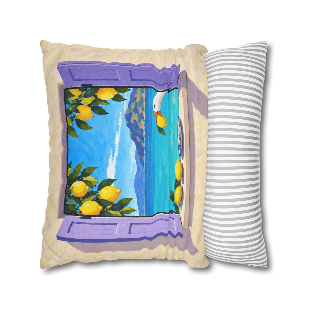 The Lemon Thief – Lemon Wall Art with an Open Portal in Fauvist Strokes – Pillow / Cover