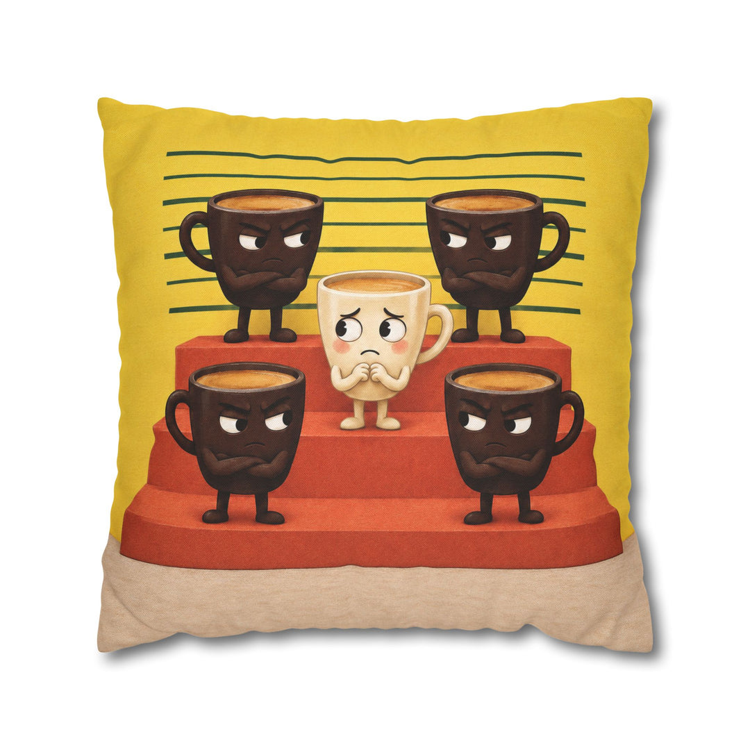 Espresso Shots: The Lineup – Coffee Wall Art with Five Cups in a Police Parade – Pillow / Cover