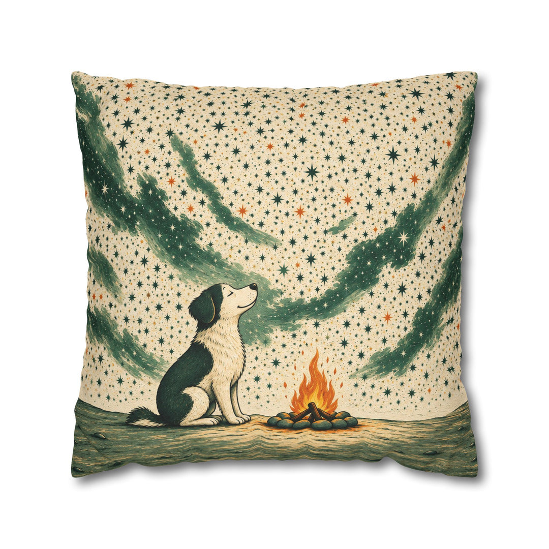 Five Million Stars – Dog Wall Art with a Campfire Under a Huge Sky – Pillow / Cover