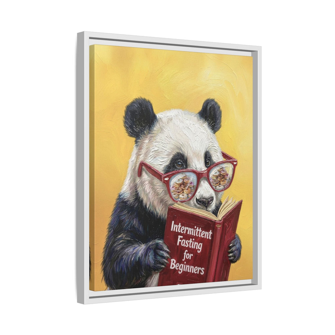 "Intermittent Fasting for Beginners" - Panda Vertical Framed Canvas - Animal Book Humor Wall Art