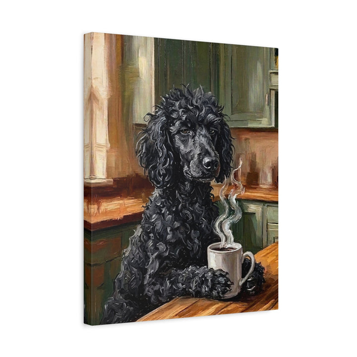 "Before Coffee" - Poodle Vertical Canvas - Dog Lover Wall Art
