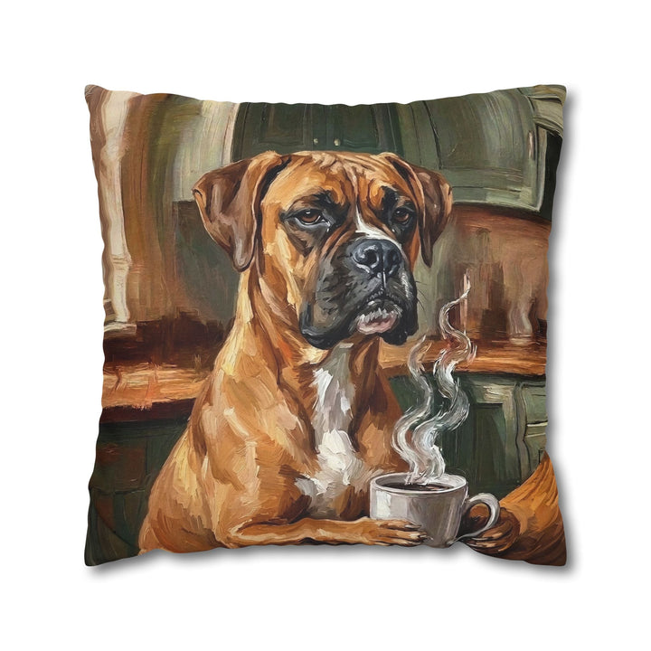 "Before Coffee" - Boxer Throw Pillow - Dog Lover Home Decor