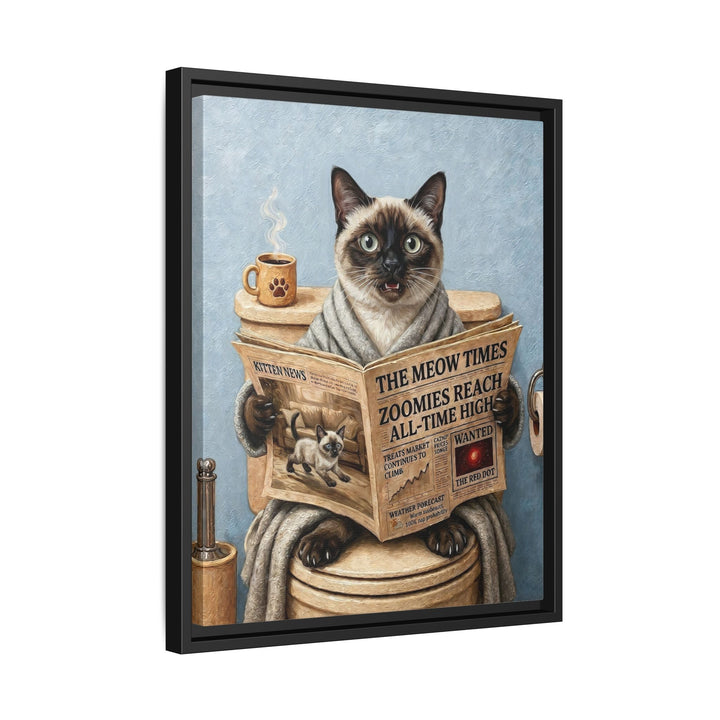"Morning Business" - Colorpoint Vertical Framed Canvas - Cat Lover Wall Art