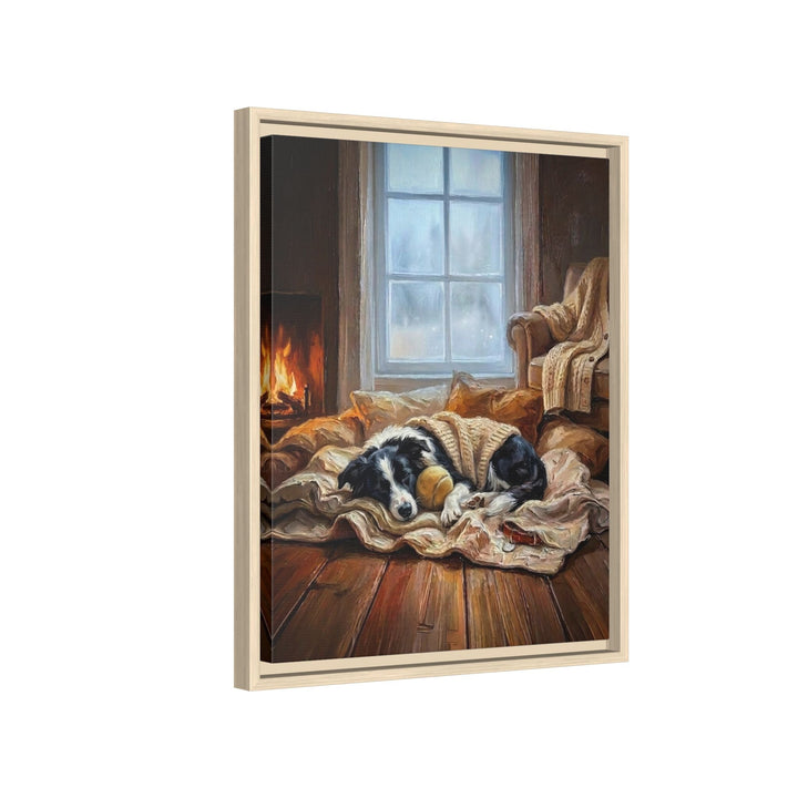 "Calm Memories" - Border Collie Vertical Framed Canvas - Dog Lover Wall Art