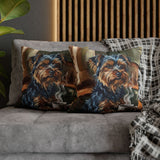 "Before Coffee" - Yorkie Pillow Cover - Dog Lover Wall Art Home Decor
