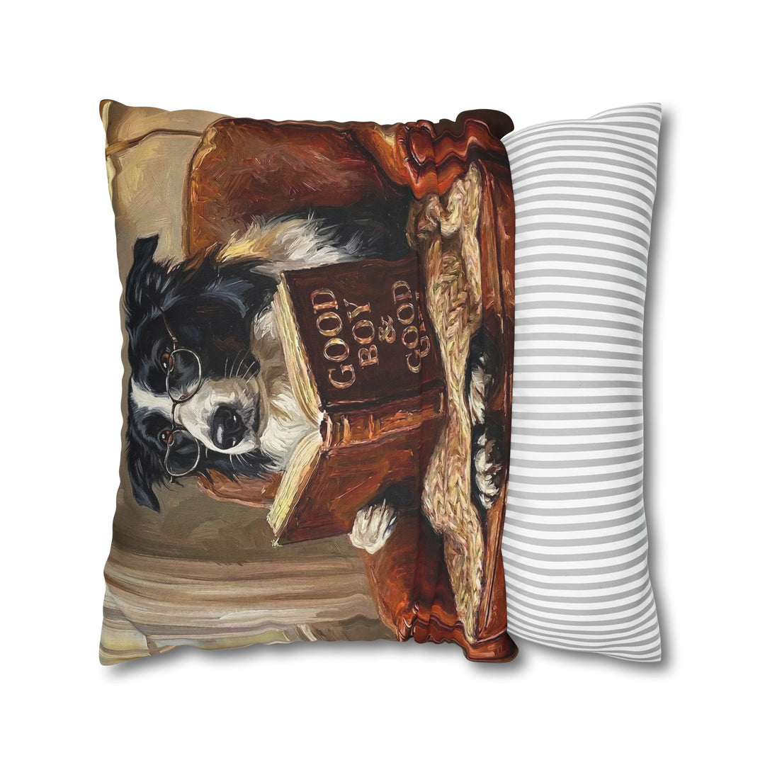 "Evening Read" - Border Collie Throw Pillow - Dog Lover Home Decor