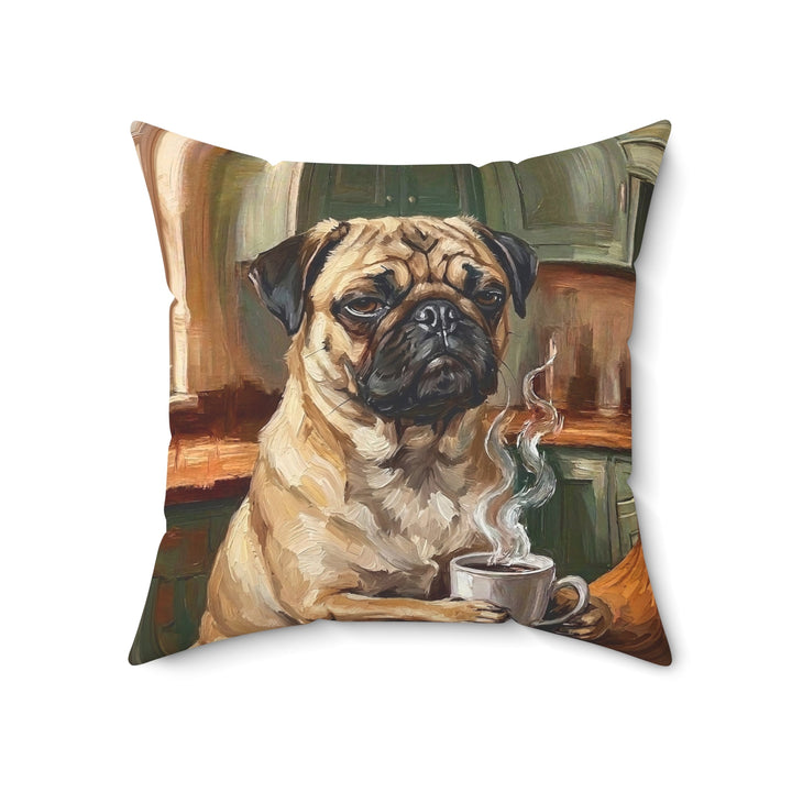 "Before Coffee" - Pug Throw Pillow - Dog Lover Home Decor