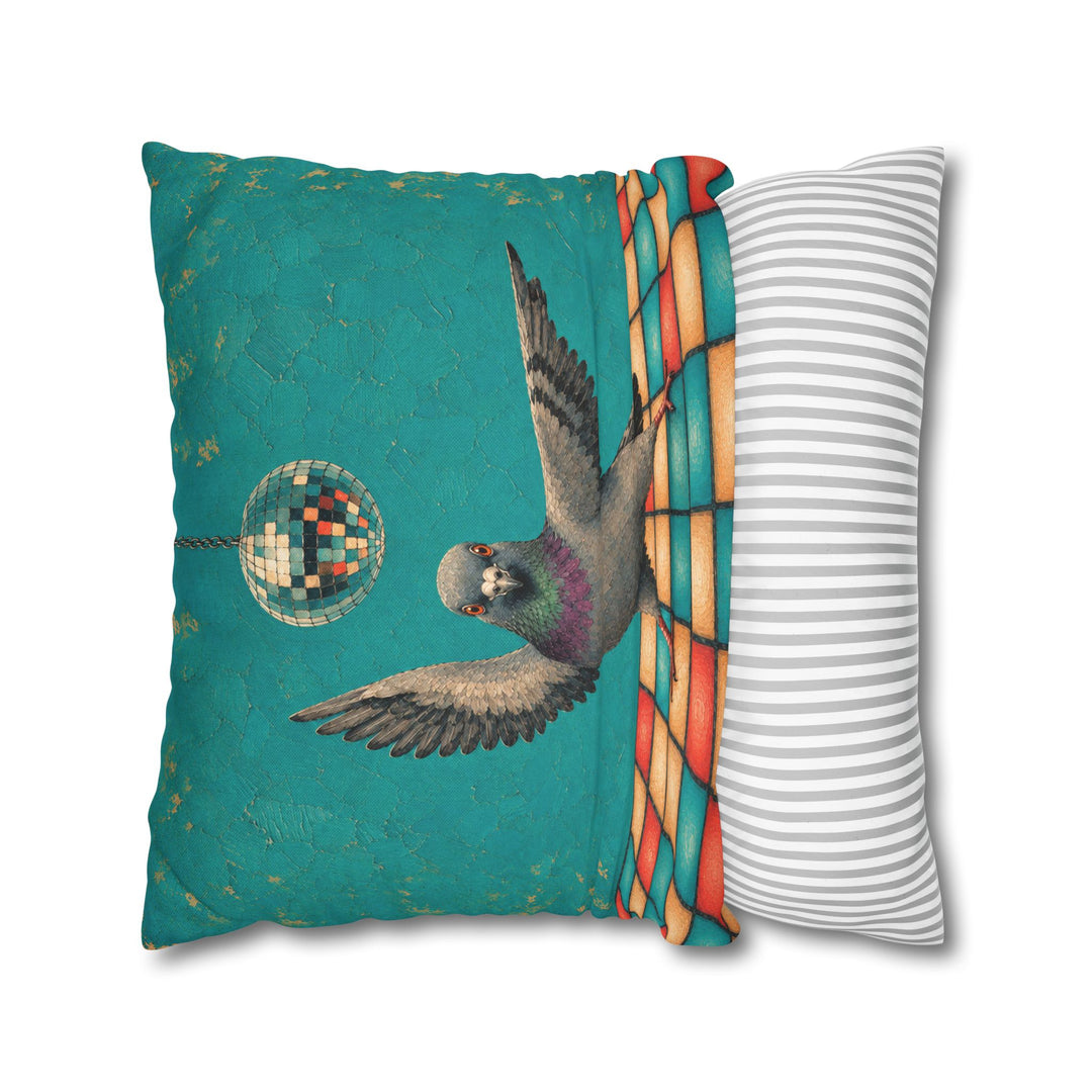 Disco Pigeon – Pigeon Wall Art with a Mirror Ball and a Dance Floor – Pillow / Cover