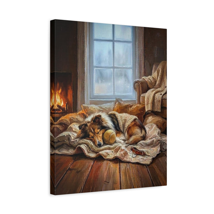 "Calm Memories" - Shetland Sheepdog Vertical Canvas - Dog Lover Wall Art