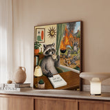 "Not My Problem" - Raccoon Vertical Framed Canvas - Dark Burnout Humor Wall Art