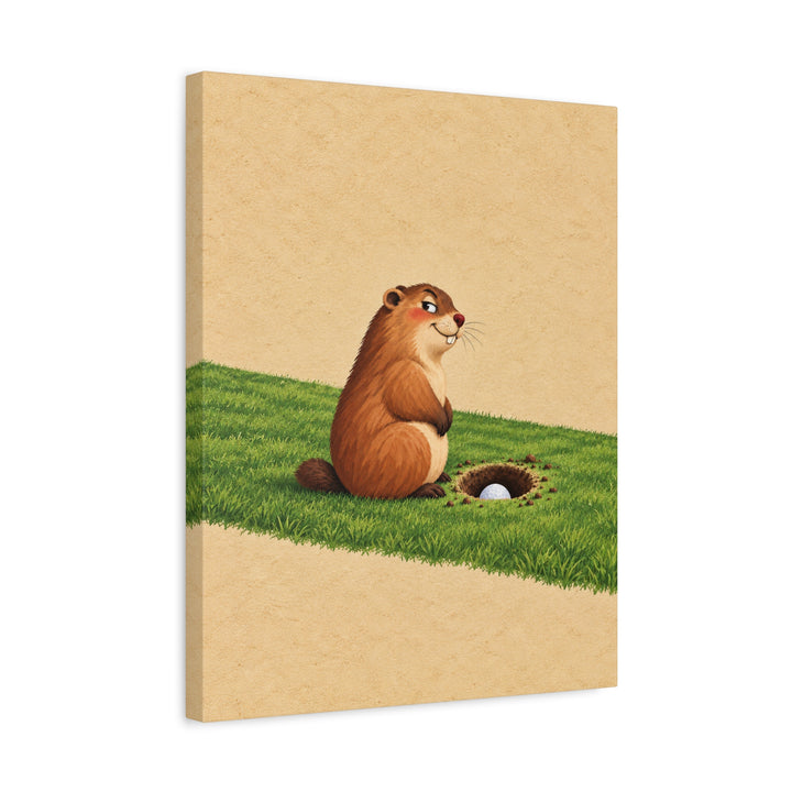 Gopher's Revenge – Golf Wall Art with a Smug Gopher on the Fairway – Canvas / Framed Canvas