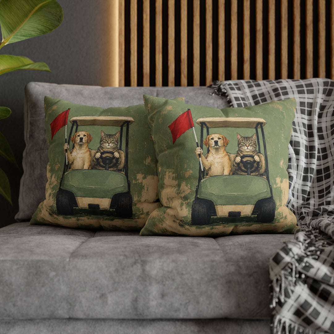 Par-tners – Golf Wall Art with a Cart Driver and a Flag Holder – Pillow / Cover