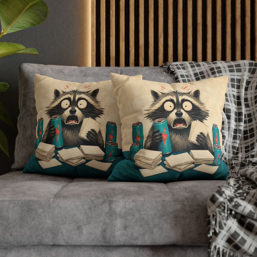 The All-Nighter – Dorm Room Decor with Energy Drinks and Flashcards – Pillow / Cover