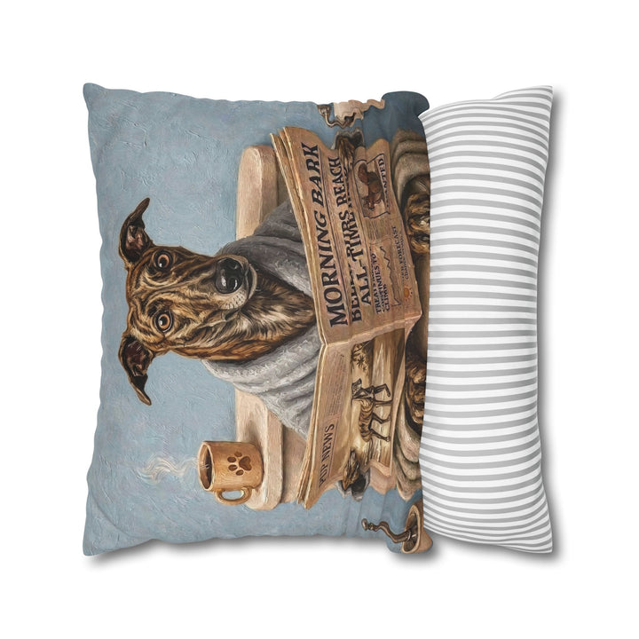"Morning Business" - Greyhound Pillow Cover - Dog Lover Home Decor