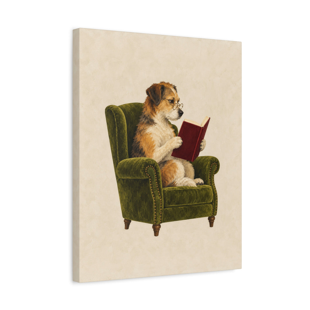 Well Read II – Bookish Wall Art with Spectacles and a Velvet Chair – Canvas / Framed Canvas