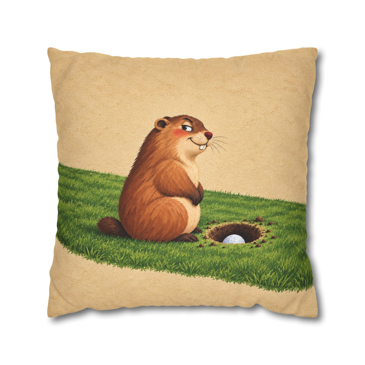 Gopher's Revenge – Golf Wall Art with a Smug Gopher on the Fairway – Pillow / Cover
