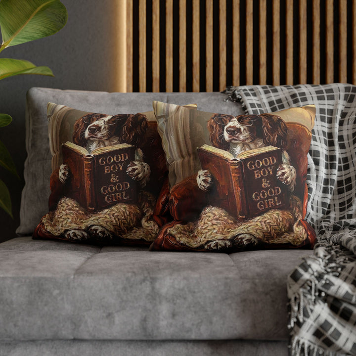 "Evening Read" - English Springer Throw Pillow - Dog Lover Home Decor