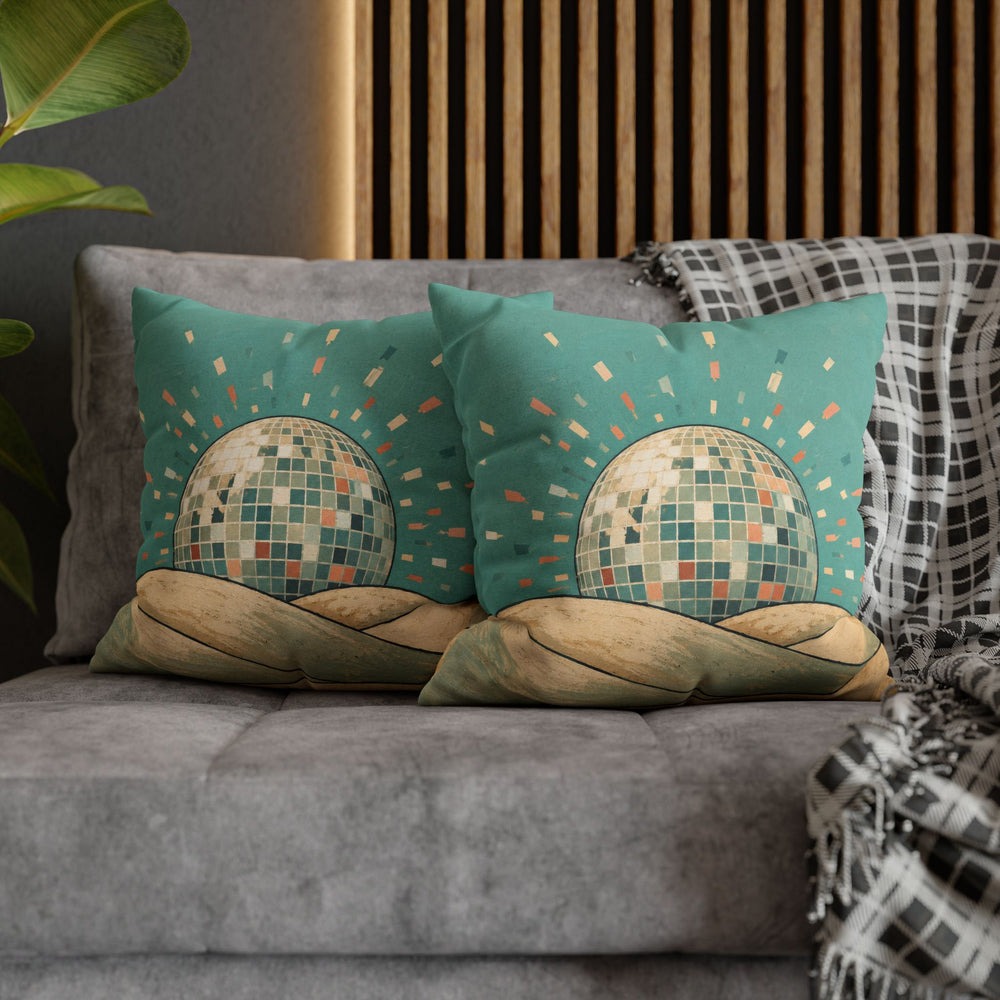 Disco Ball Sunrise – Funky Wall Art with a Mirrored Sphere Over the Hills – Pillow / Cover
