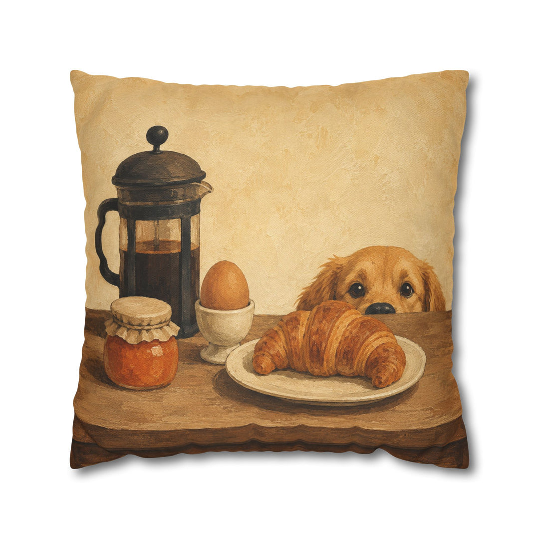 The Breakfast Auditor – Kitchen Wall Art with a French Press and Jam Jar – Pillow / Cover