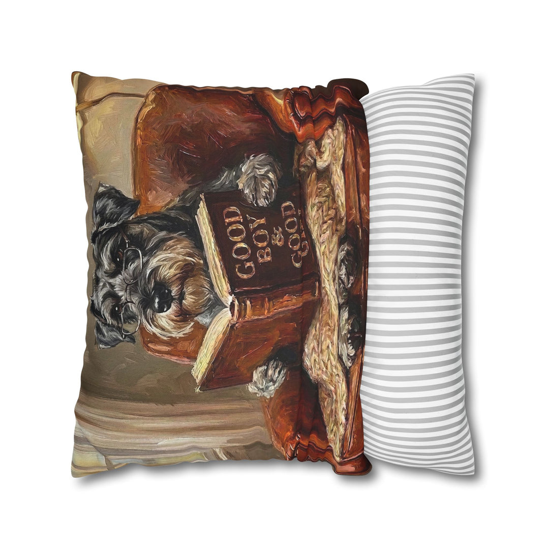 "Evening Read" - Schnauzer Throw Pillow - Dog Lover Home Decor