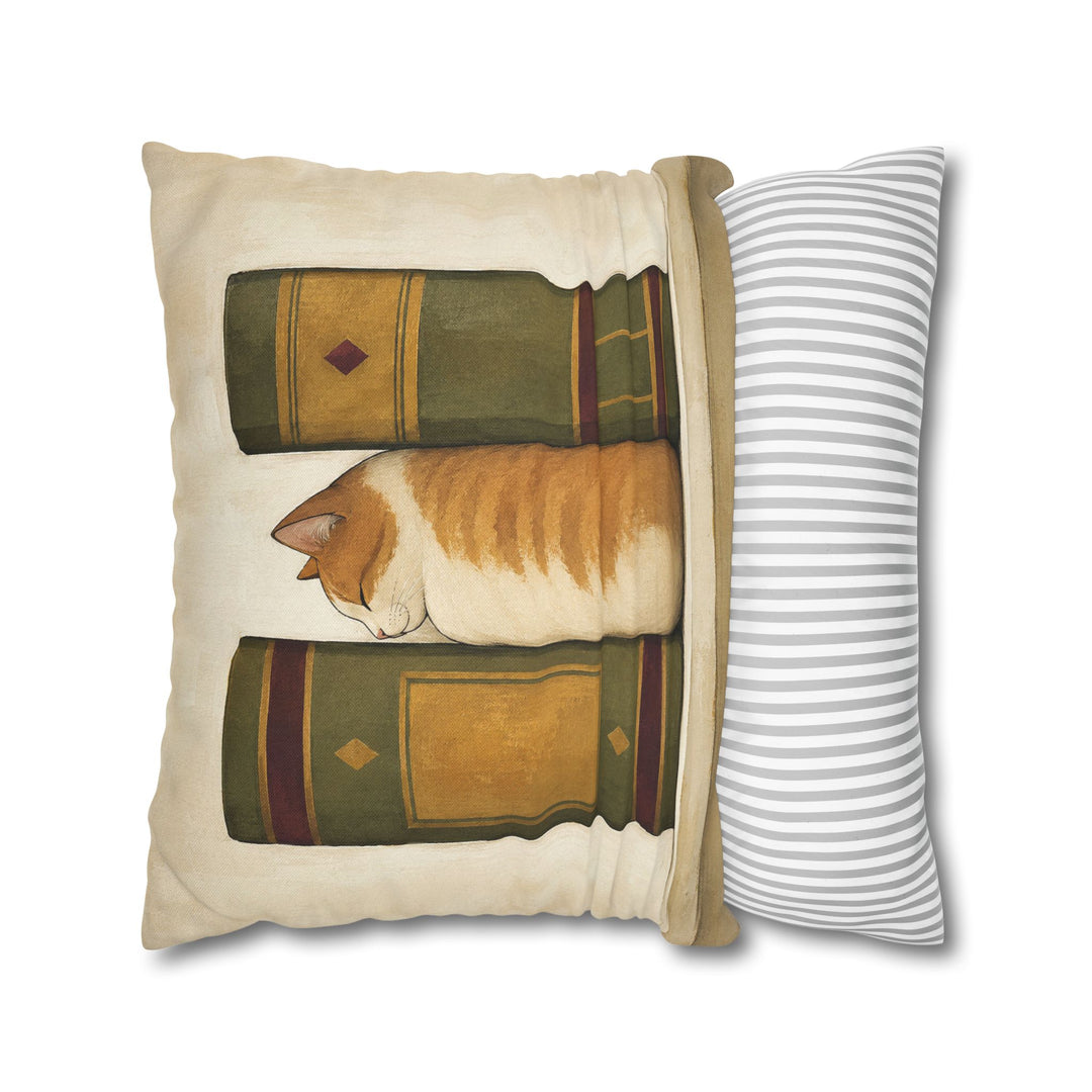 Shelf Loaf – Bookish Wall Art with a Cat Between Two Spines – Pillow / Cover