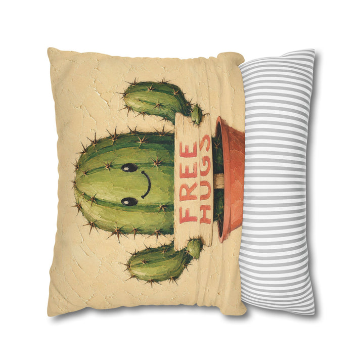 Cactus: Free Hugs – Funny Wall Art with a Cheerful Prickly Hug Offer – Pillow / Cover