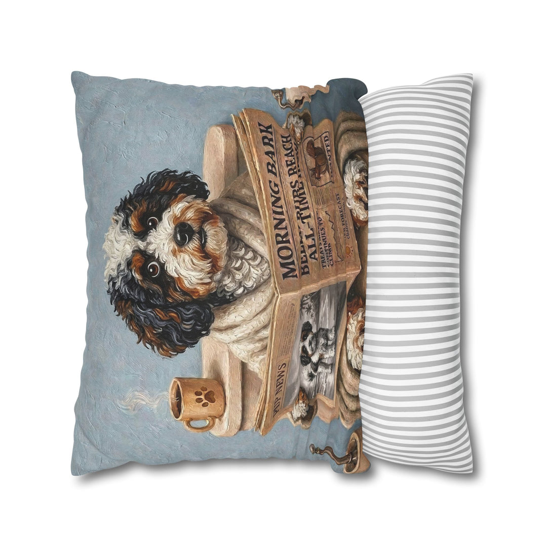 "Morning Business" - Bichon Frise Pillow Cover - Dog Lover Home Decor