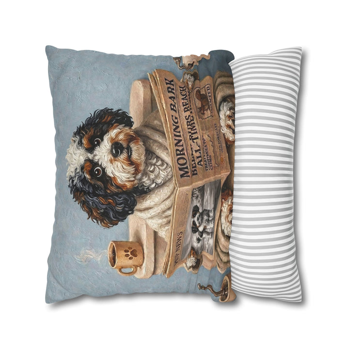 "Morning Business" - Bichon Frise Pillow Cover - Dog Lover Home Decor