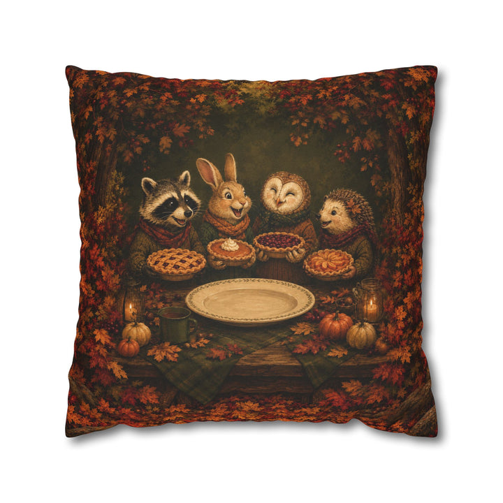 Friendsgiving Potluck – Funny Thanksgiving Art with a Table of Proud Cooks – Pillow / Cover