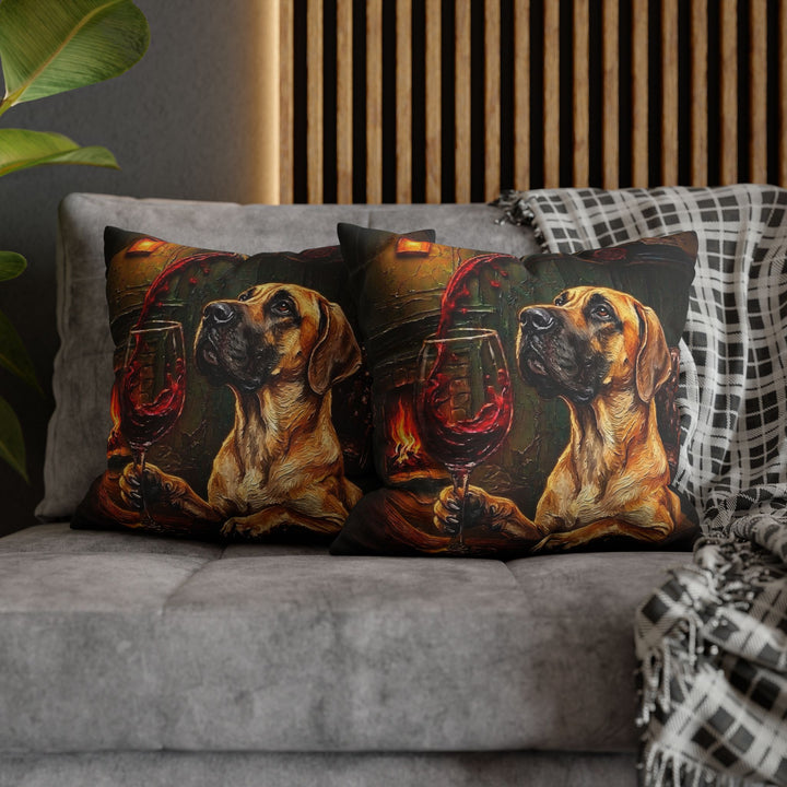 "Wine & Woof" - Great Dane Pillow Cover - Dog Lover Home Decor