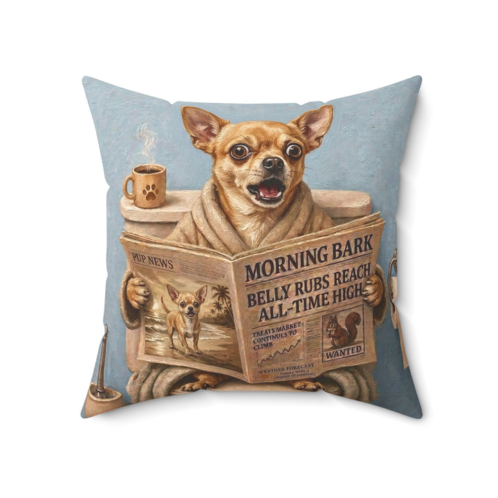 "Morning Business" - Chihuahua Throw Pillow - Dog Lover Home Decor