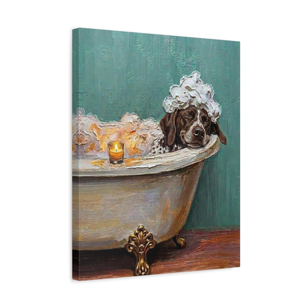 "Spa Day" - German Shorthaired Pointer Vertical Canvas - Dog Lover Wall Art