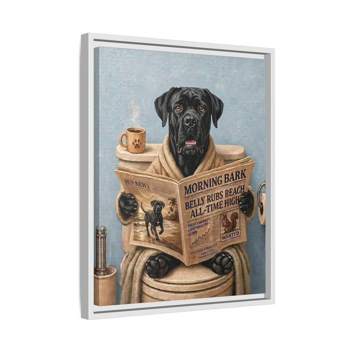 "Morning Business" - Cane Corso Vertical Framed Canvas - Dog Lover Wall Art