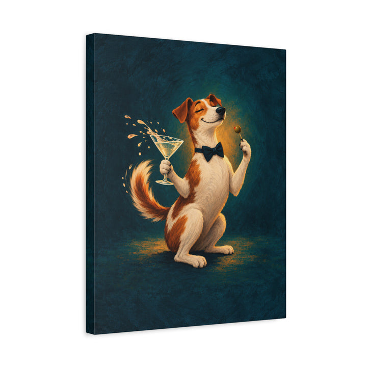 Dry Martini, Wet Nose – Cocktail Wall Art with a Speared Olive and a Paw – Canvas / Framed Canvas