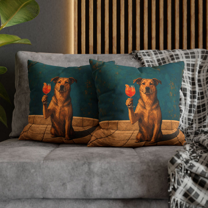 Spritz O'Clock – Orange Spritz with a Sunlit Terrace and a Dog – Pillow / Cover