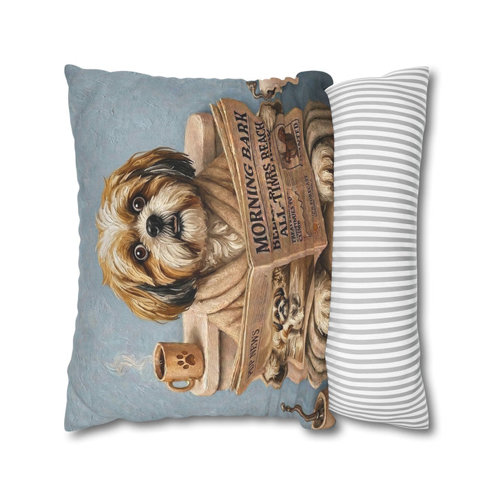 "Morning Business" - Shih Tzu Pillow Cover - Dog Lover Home Decor