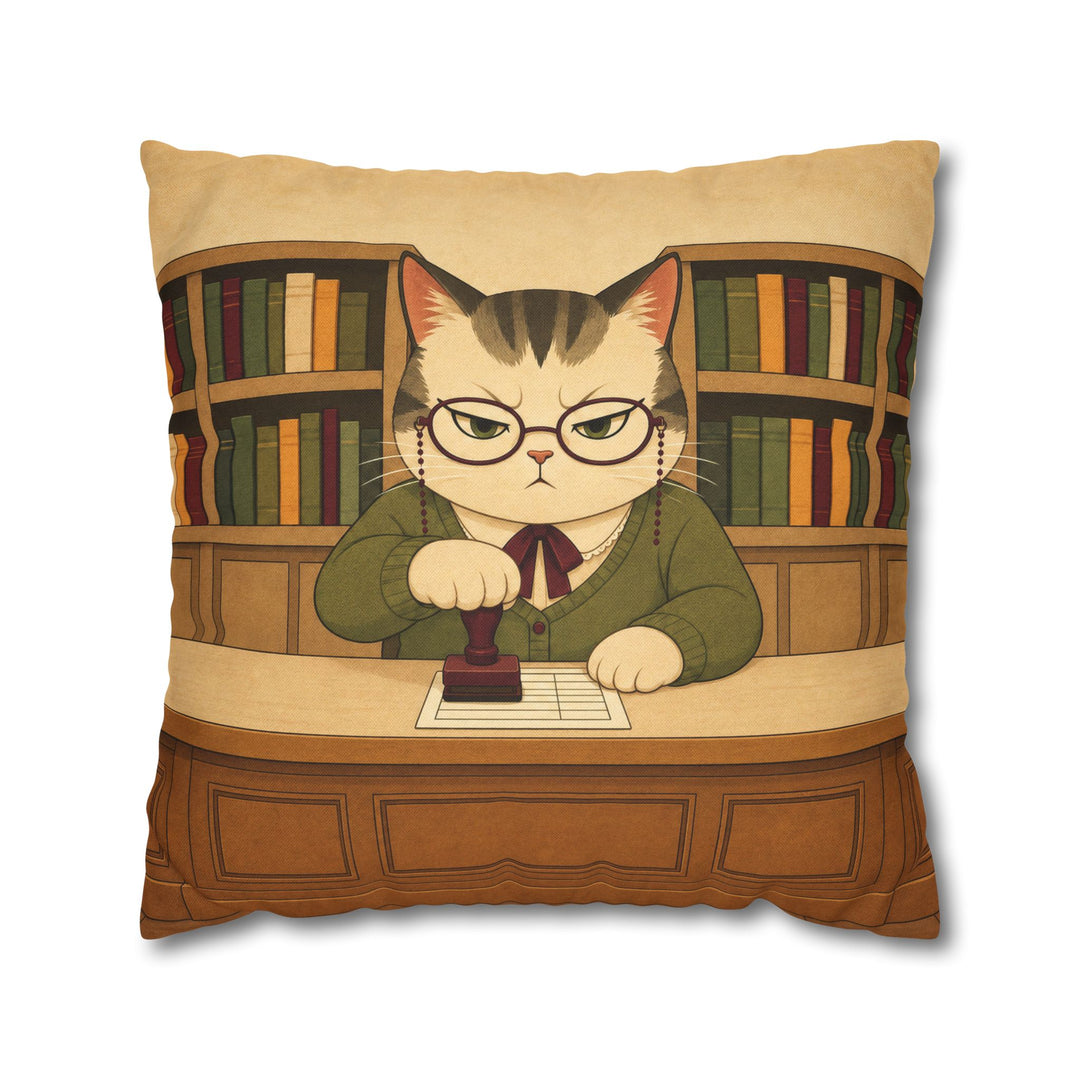 Return Stamp – Bookish Wall Art with a Paw Stamped Due Date Card – Pillow / Cover