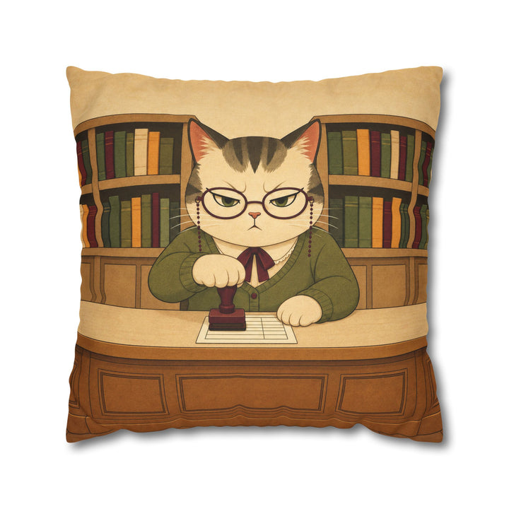 Return Stamp – Bookish Wall Art with a Paw Stamped Due Date Card – Pillow / Cover