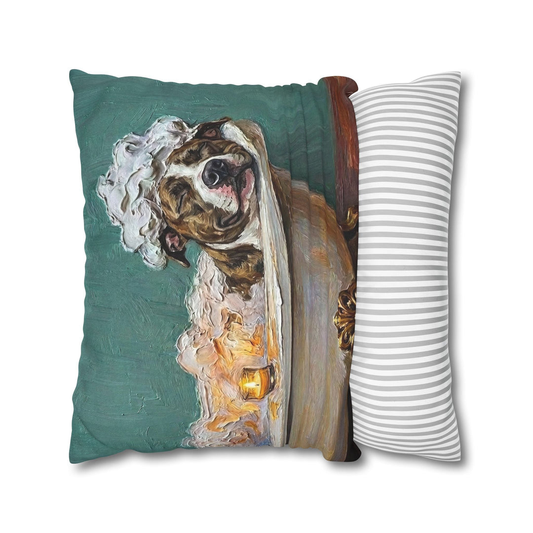 "Spa Day" - Pit Bull Pillow Cover - Dog Lover Home Decor
