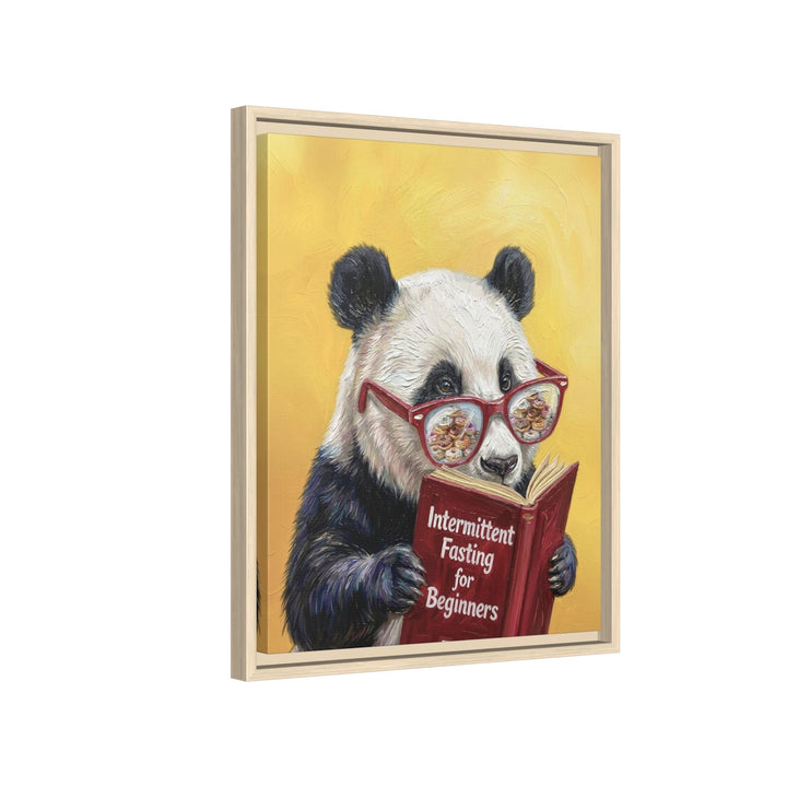"Intermittent Fasting for Beginners" - Panda Vertical Framed Canvas - Animal Book Humor Wall Art