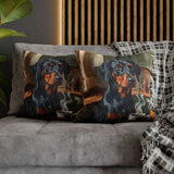 "Before Coffee" - Doberman Pillow Cover - Dog Lover Wall Art Home Decor