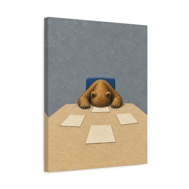 Could've Been An Email – Funny Office Decor with a Bear Face Down at the Table – Canvas / Framed Canvas