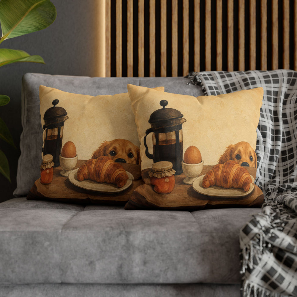 The Breakfast Auditor – Kitchen Wall Art with a French Press and Jam Jar – Pillow / Cover