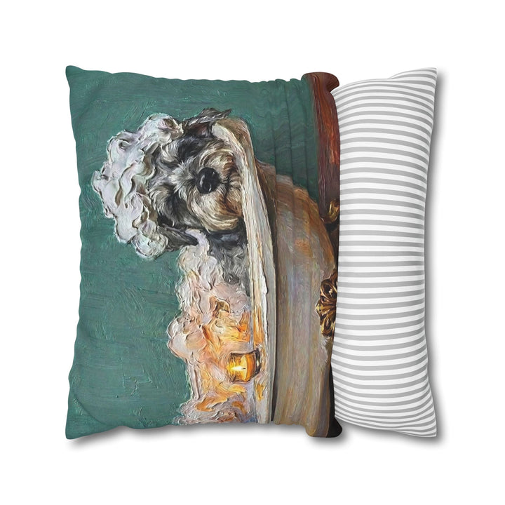 "Spa Day" - Schnauzer Pillow Cover - Dog Lover Home Decor