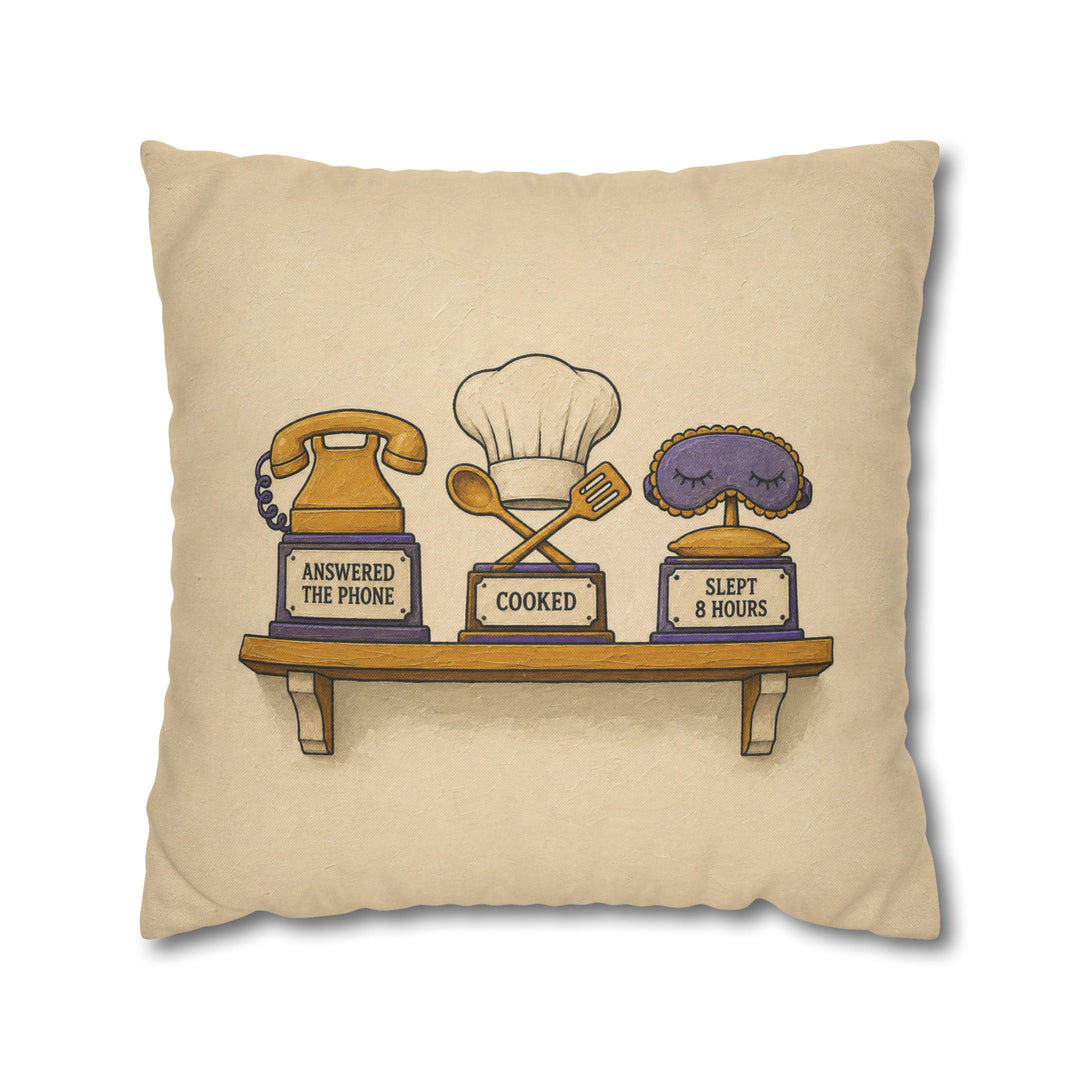 Shelf of Small Wins – Quirky Wall Art with a Trophy Rack for Real Life – Pillow / Cover