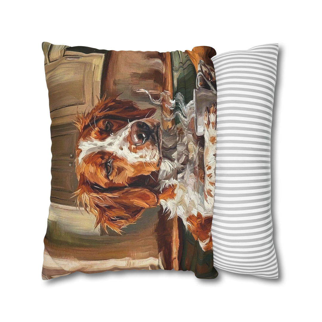 "Before Coffee" - Brittany Spaniel Throw Pillow - Dog Lover Home Decor