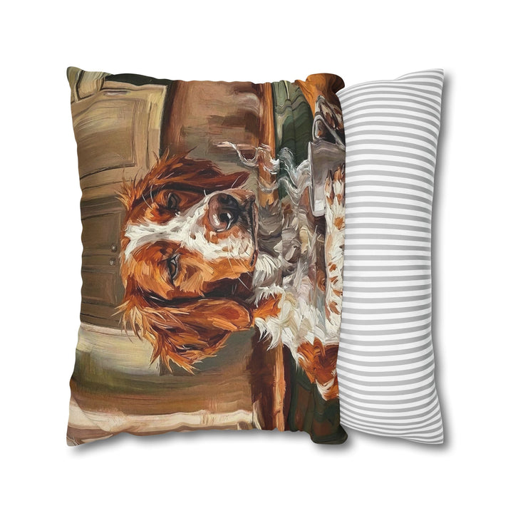 "Before Coffee" - Brittany Spaniel Pillow Cover - Dog Lover Home Decor