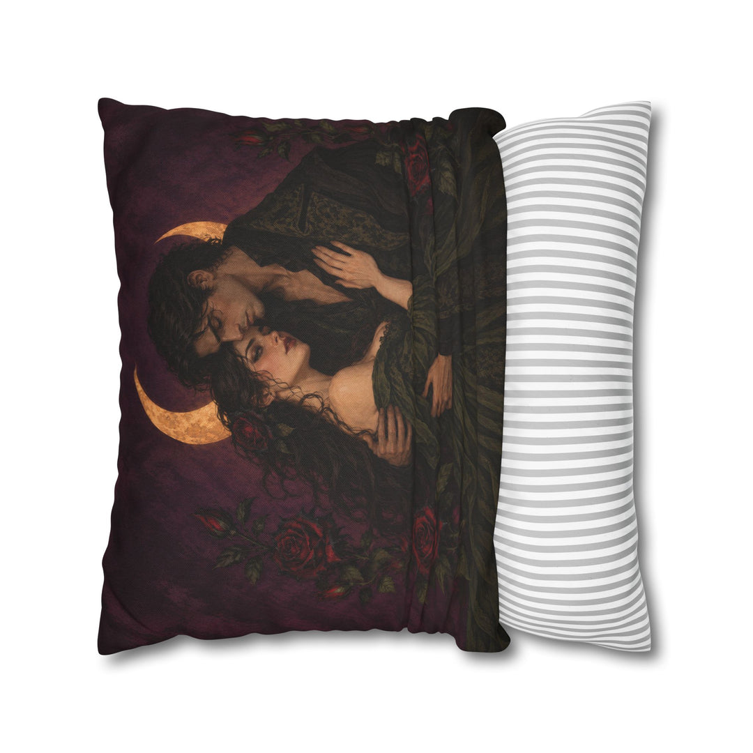 Gothic Lovers – Gothic Home Decor with a Couple Under a Crescent – Pillow / Cover
