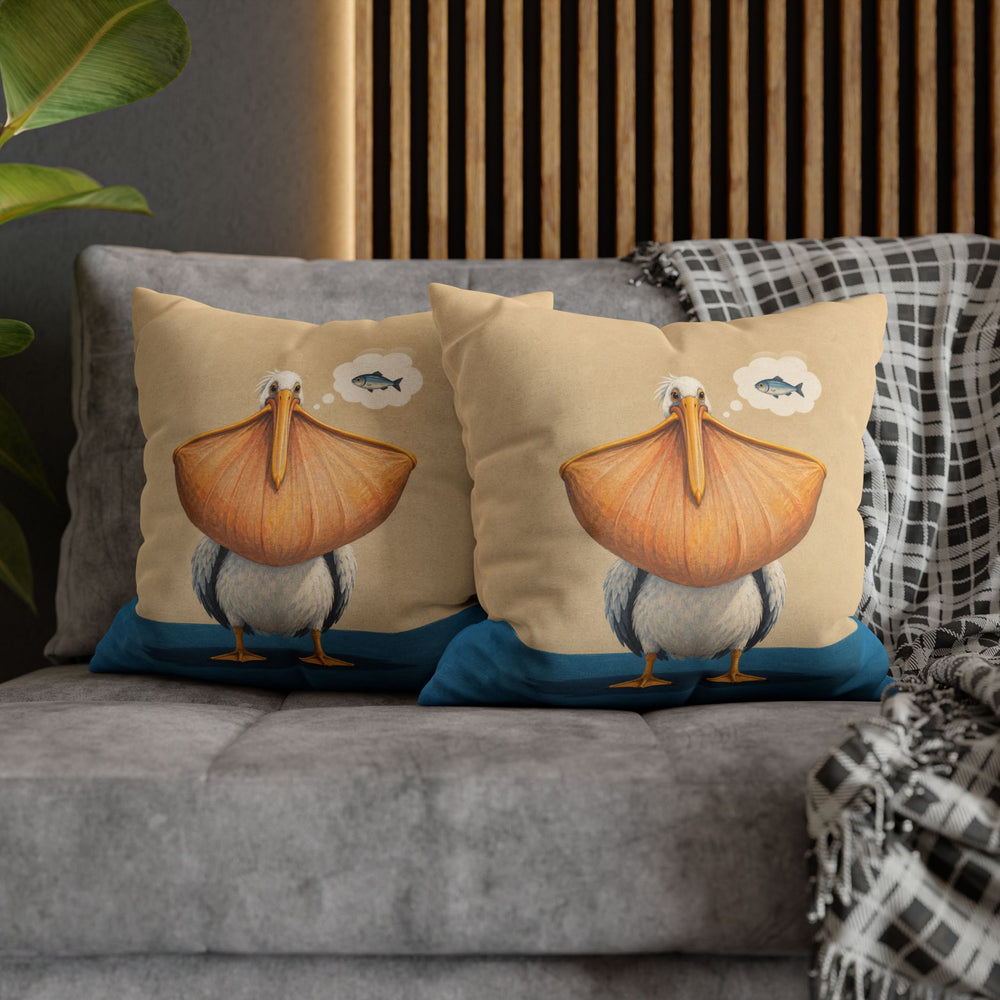 The One That Got Away – Fishing Wall Art with a Pelican Stretching the Truth – Pillow / Cover